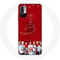 Maniacase Hoesje voor Xiaomi Poco M3 Pro BTS Bangtan Boys Rode Achtergrond Kerstcadeau 2023