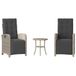 Bol Bistroset 3-delig avec coussins poly rotin gris clair