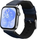 kwmobile horlogeband geschikt voor Huawei Watch Fit 3 / Fit 4 - Armband van leer in donkerblauw