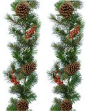 Decoris Guirlande - Set van 2x stuks - kerstslinger - groen - 270 cm