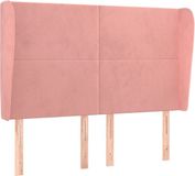 vidaXL Hoofdbord met randen 147x23x118/128 cm fluweel roze