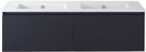 BES LED Frozen Badmeubelset 140 cm - Greeplijst in Kleur - Zwart Mat - Keramische Wastafel Wit Zonder Kraangat