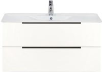 BES LED Seville Badmeubelset 100 cm - Wit Hoogglans Edge Greep - Wastafel Enjoy