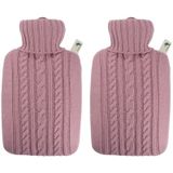 Hugo Frosch 2x Luxe kruiken pastel roze 1.8 liter met gebreide hoes