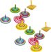 Small foot Wooden toy spinning tops - coloured mix - 12x pieces - diameter 6 cm