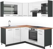 Vicco Hoekkeuken Fame-Line, Wit Hoogglans/Antraciet, 190 x 160 cm, WB Eik