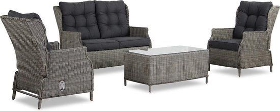 Garden Collections New Castle 4-delige Wicker Loungeset - Grijs-antraciet