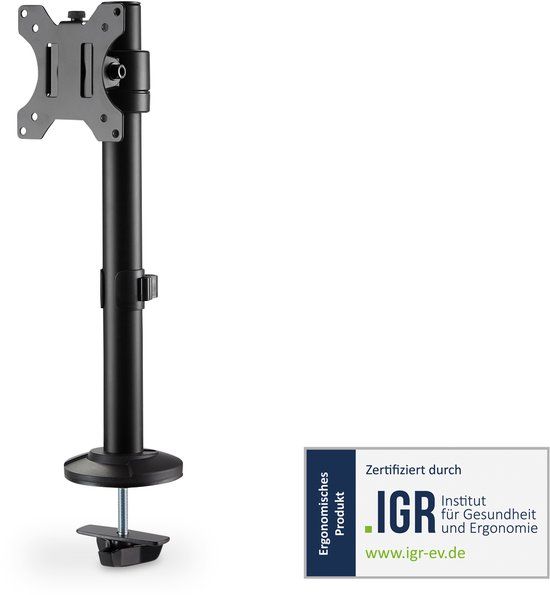 DIGITUS monitorbeugel – kolombeugel – single-mount – vast – tot 8 kg per monitor – 15-32 inch – VESA-bevestiging 75/100 – kabelbeheer – zwart