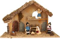Merkloos / Sans marque Koopman International Complete kinder kerststal met 7x st kerststal beeldjes - 50 x 23 x 31 cm