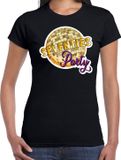 Bellatio Decorations Disco T-shirt voor dames - zwart - 70s party - disco bol - Jaren 70 - themafeest XS