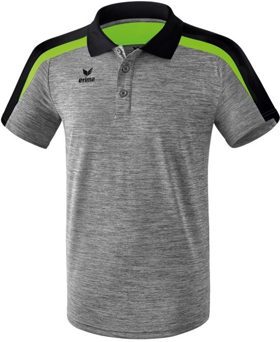 Erima Liga 2.0 polo Sportpolo Volwassenen - Grey Melange/Zwart/Green Gecko