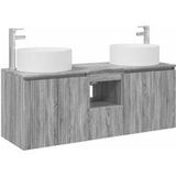 Maison Exclusive Ensemble de 3 meubles de salle de bain, gris Sonoma, dimensions : 129 x 44,5 x 80 cm