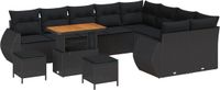vidaXL Tuinbank Set Zwart Poly Rattan
