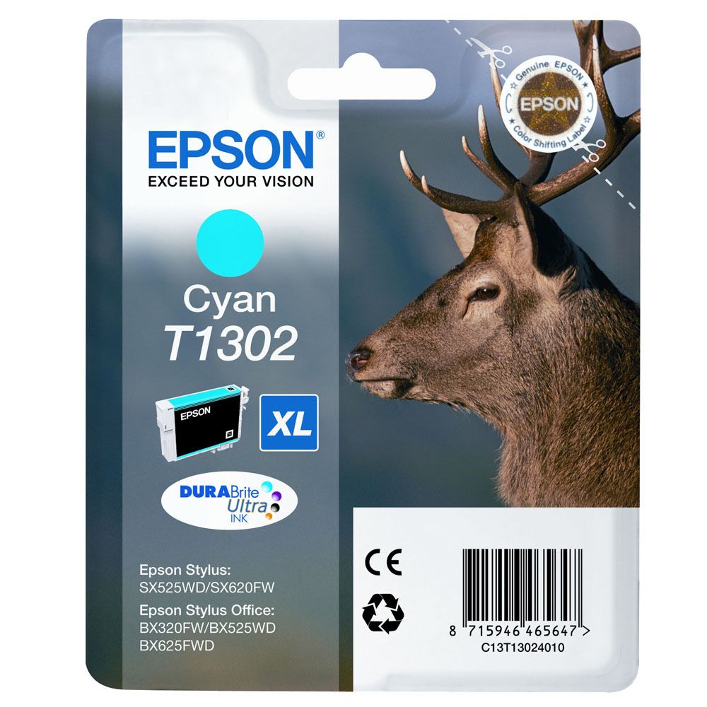 Epson T1302 Cyan inktcartridge - DURABrite Ultra Ink - 10.1 ml