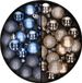 Merkloos / Sans marque Billiet - Vanlaere 40x stuks kleine kunststof kerstballen donkerblauw en champagne 3 cm