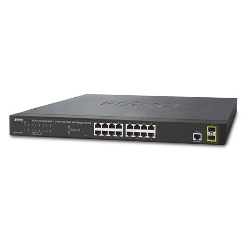 Planet GS-4210-16T2S - Netwerk Switch - Zwart