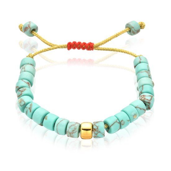 Deja Jewels Deja Beads Multicolor en Goudkleurig Kralenarmband Edelsteen 16 cm