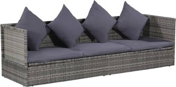 vidaXL Loungebed 200x60x58 cm poly rattan grijs