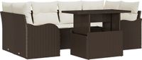 vidaXL Tuinbank Set 7-delig Bruin en Crème Polyrattan