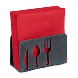 Relaxdays servethouder gietijzer, voor 33x33 cm, zwaar, met bestek, voor horeca, standaard voor servetten, grijs