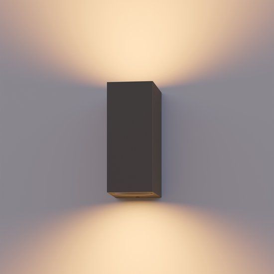 Calex Bergamo Wandlamp - 2x GU10 - Antraciet - Up & Downlight - IP54