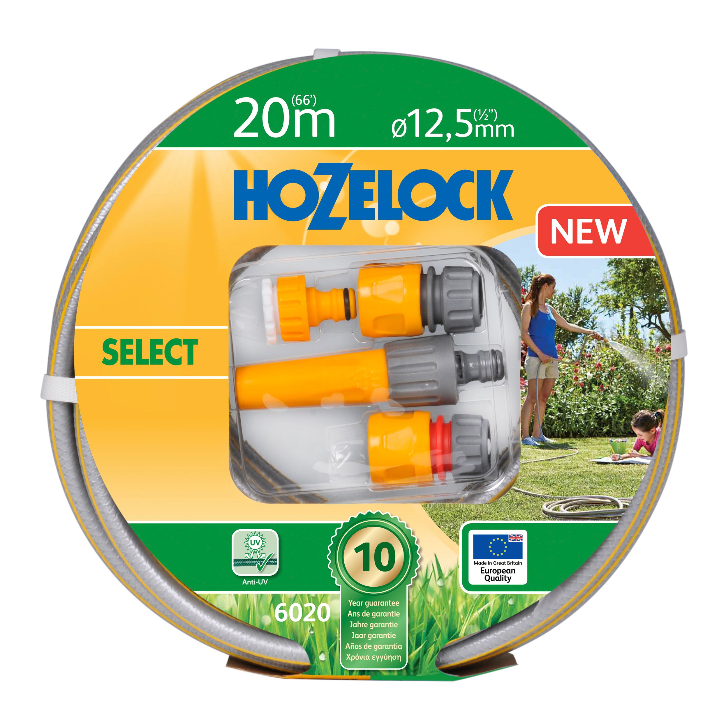Hozelock Tuinslangset Select - 20 meter - Ø 12,5 mm - Geel/Grijs