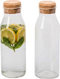 Merkloos Relaxdays Glazen karaf - set van 2 - 1,2 l - hittebestendig - borosilicaatglas