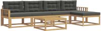 vidaXL Bank loungeset 4 zitplaatsen Polyester Wit en antracietkleurig