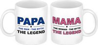 Bellatio Decorations Papa en mama the legend mok - Cadeau beker set voor Papa en Mama - Moederdag en Vaderdag cadeautje