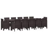 vidaXL Tuin Eettafel Set 13-delig Bruin Rotan