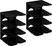 5five Schoenenrek verticaal - stapelbaar - zwart - kunststof - 27 x 25 x 38 cm - voor 8x paar schoenen - ruimtebesparend/opbergruimte
