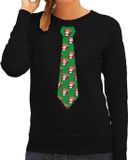 Bellatio Decorations Kersttrui/Kerst sweater kerstman met bier - zwart - dames L