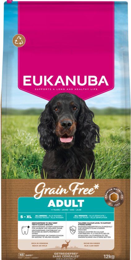 Eukanuba Hondenvoer Droog Grain Free Adult All Sizes Hert - 12 kg