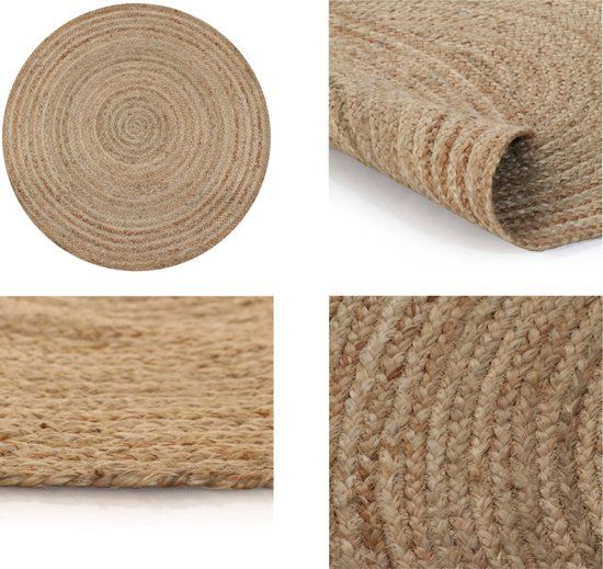 vidaXL Round Jute Rug - 90 cm - Beige