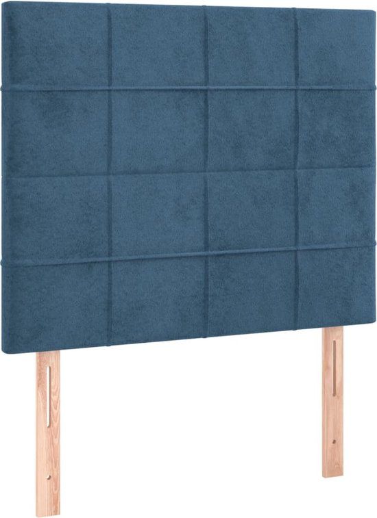 vidaXL Hoofdbord Donkerblauw Fluweel 100x5x118/128 cm