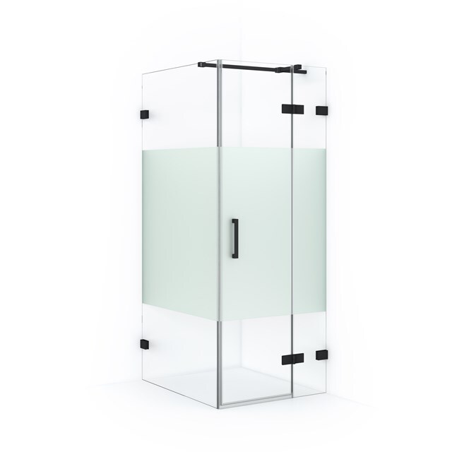 Maxaro Douchecabine Diamond 90x80cm 8mm Helder Veiligheidsglas met Matte Strook Mat Zwart