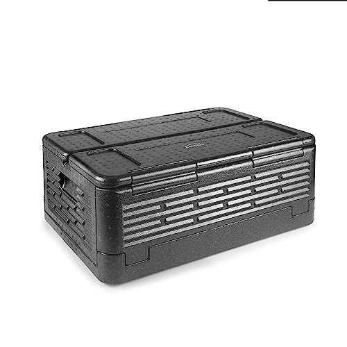 Lacor - 66066 Thermobox Temple, van EPP, GN 1/1, houdt levensmiddelen koud of warm, licht, robuust en isolerend, waterdicht, volledig opvouwbaar, 38,5 l, zwart