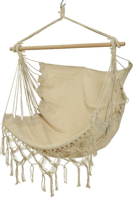 Kaemingk Hangstoel - Beige - Berkenhout & Katoen - 130x100cm