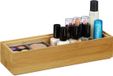Merkloos 2x bamboe organizer - stapelbaar - badkamer - keuken - opbergbox - open