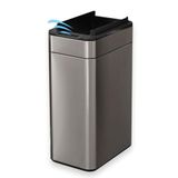 FlinQ Swing Prullenbak - Vuilnisbak met Sensor en Unieke Deksel - Afvalbak met Elegant Design - RVS Afvalemmer - 60 Liter - Carbon Grijs