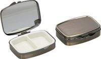 kwmobile Pillendoos met 2 vakken - Set van 2x Roestvrij Staal Pillendoosje - Organizer Voor Tabletten en Pillen - in brons