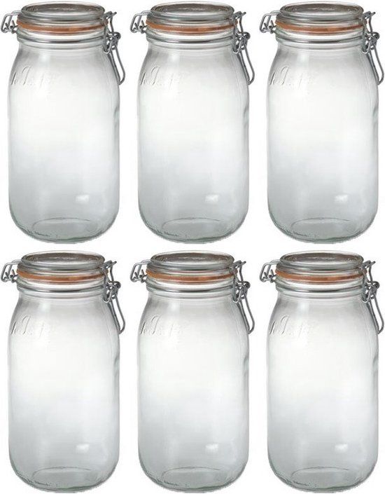 6x Weckpotten met beugelsluiting 2 liter - Le Parfait