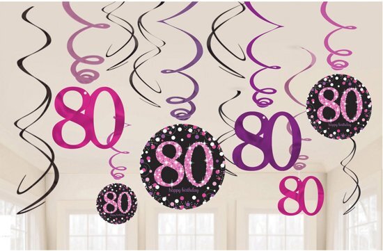 Partywinkel 80 Jaar Hangdecoratie 61cm 12 stuks