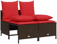 vidaXL 4-delige tuinbankset met kussens, bruin polyrotan