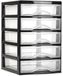 Plasticforte Ladeblokje/bureau organizer 5x lades - zwart/transparant - L18xB21xH28 cm - plastic