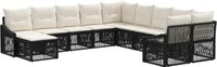 vidaXL Tuinbank - Set - 11 - st - Zwart - poly - rattan