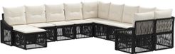 vidaXL Banc de jardin - Set - 11 - pièces - Noir - poly - rotin