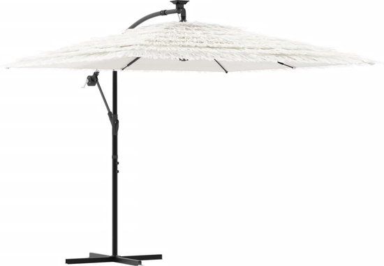 vidaXL - Parasol - met - stalen - paal - 246x246x230 - cm - wit