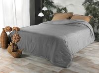 LINDER Sprei met pompon, 250 x 260 cm, grijs