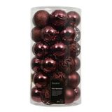 Decoris Kerstballen kunststof d6 cm maroon 37 st
